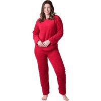 Camille Women's Womens Supersoft Textured Woven Pattern Fleece Pyjamas in Burgundy | Size: 22-24