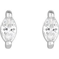 Inicio Women's Silver Plated Cubic Zirconia Mini Navette Stud Earrings - Gift Pouch