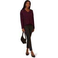 Adrianna Papell Women's V-Neck Pointelle Long Sleeve Sweater in Purple | Size: XS