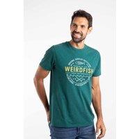 Weird Fish Men's Waves Front Print Graphic T-Shirt in Green | Size: Small