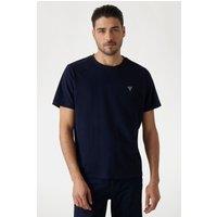 Guess Men's Crew Neck Patch Tee Logo Blue | Size: Small