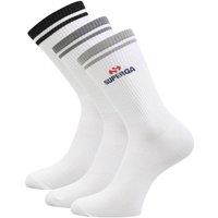 Superga Men's Ribbed Knitted Socks (Pack of 3) in White | Size: Medium