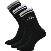 Superga Men's Ribbed Knitted Socks (Pack of 3) in Black | Size: Medium