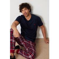 Threadbare Men's 'Everest' Cotton Blend Pyjama Set in Navy | Size: XL