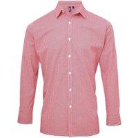 Premier Men's Gingham Long-Sleeved Shirt in Red | Size: Large