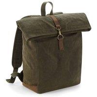 Quadra Men's Heritage Leather Accents Backpack in Dark Olive