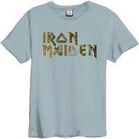 Amplified Men's Eddies Logo Iron Maiden T-Shirt in Pale Blue | Size: Small