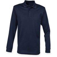 Henbury Men's Long Sleeve Coolplus Piqu Polo Shirt in Navy | Size: 2XS