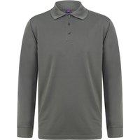 Henbury Men's Long Sleeve Coolplus Piqu Polo Shirt in Charcoal | Size: Large