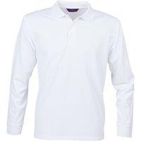 Henbury Men's Long Sleeve Coolplus Piqu Polo Shirt in White | Size: XS