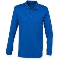 Henbury Men's Long Sleeve Coolplus Piqu Polo Shirt in Blue | Size: 2XS