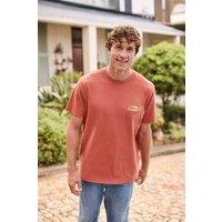 Animal Men's 'Chase' Graphic Cotton Casual Short Sleeve Lightweight Top in Burnt Orange | Size: XS