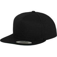 Yupoong Men's Flexfit Plain Classic 5 Panel Snapback Cap in True Black