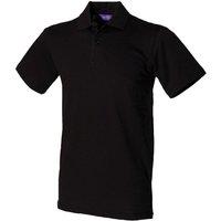 Henbury Men's Cotton Pique Stretch Polo Shirt in Black | Size: Medium