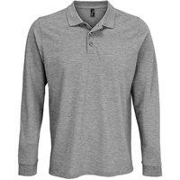SOL'S Men's Prime Pique Long-Sleeved Polo Shirt in Grey | Size: Medium