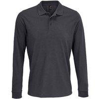 SOL'S Men's Prime Pique Long-Sleeved Polo Shirt in Dark Grey | Size: Small