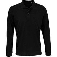 SOL'S Men's Prime Pique Long-Sleeved Polo Shirt in Black | Size: 5XL