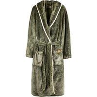 Vinga Men's Louis Luxury Plush Dressing Gown in Green | Size: S/M