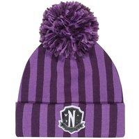 Wednesday Men's Nevermore Stripes Logo Beanie in Purple