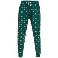SF Men's Snowflake Cuffed Lounge Pants in Bottle Green | Size: Small