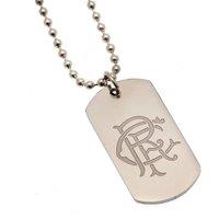 Rangers FC Men's Engraved Dog Tag & Chain in Silver
