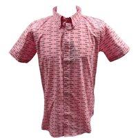 Pink Floyd Men's Courier Pattern All-Over Print Shirt in Pink | Size: Small