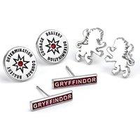 Harry Potter Men's Silver Plated Gryffindor Earring Set (Pack of 3)