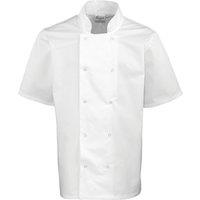 Premier Men's Studded Front Short Sleeve Chefs Jacket in White | Size: 5XL