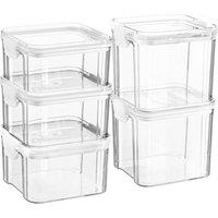 Argon Tableware 5pc Food Storage Containers Set - 2 Sizes - Reusable Airtight Clip-Top Container in White