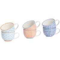 Nicola Spring Hand-Printed Cappuccino Cups - 250ml - Pack of 6
