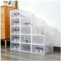 Living and Home 12Pcs White Plastic Foldable Stackable Storage Shoe Boxes