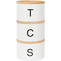 Harbour Housewares 3pc Stacking Tea Coffee Sugar Canister Set - Kitchen Storage Food Canister Tin in White