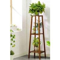 Living and Home 4/3/2 tier Vintage Indoor Plant Stand Solid Wood Display Shelf Potted Rack in Brown | Size: Large