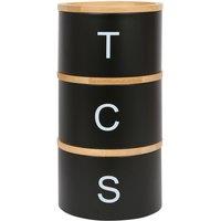 Harbour Housewares 3pc Stacking Tea Coffee Sugar Canister Set - Kitchen Storage Food Canister Tin in Black