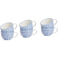 Nicola Spring Hand-Printed Cappuccino Cups - 250ml - Pack of 6 in Navy