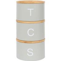 Harbour Housewares 3pc Stacking Tea Coffee Sugar Canister Set - Kitchen Storage Food Canister Tin in Grey