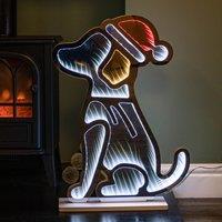 Samuel Alexander 60cm Light up Sitting Dog in Santa Hat Infinity Christmas Decoration with LEDs in Red