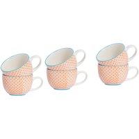 Nicola Spring Hand-Printed Cappuccino Cups - 250ml - Pack of 6 in Orange