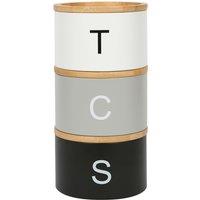 Harbour Housewares 3pc Stacking Tea Coffee Sugar Canister Set - Kitchen Storage Food Canister Tin
