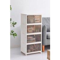 Living and Home 4 Tier Thicken Foldable Shoe Storage Box Rolling Toy Organizer 39*28*78.5cm in White