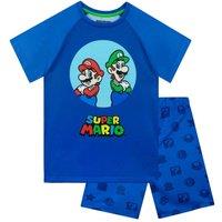 Super Mario Boy's Mario & Luigi Short Pyjamas in Blue | Size: 4-5 Years