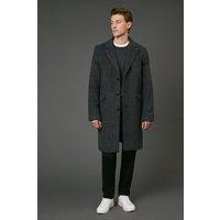 Burton Men's Dark Grey Prince of Wales Check Epsom Coat | Size: Medium