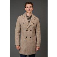 Burton Men's Neutral Double Breasted Wool Blend Coat | Size: Small