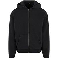 Build Your Brand Men's Fluffy Full Zip Hoodie in Black | Size: 2XL