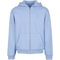 Build Your Brand Men's Fluffy Full Zip Hoodie in Blue | Size: Large