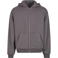 Build Your Brand Men's Fluffy Full Zip Hoodie in Dark Grey | Size: Small