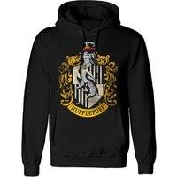 Harry Potter Men's Hufflepuff Distressed Pullover Hoodie in Black | Size: Large
