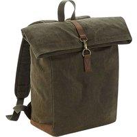 Quadra Men's Heritage Waxed Canvas Leather Accent Backpack in Dark Olive