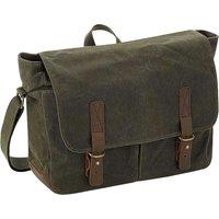 Quadra Men's Heritage Leather Trim Messenger Bag in Olive
