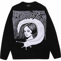 Junji-Ito Men's Slug Knitted Jumper in Black | Size: Small